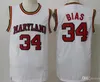 College 34 Len Bias Jersey Mannen Basketbal Universiteit 1985 Maryland Terps Jerseys Team Rood Geel Wit Weg Sport Gestikte Shirts