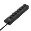 7 Port USB 2.0 HUB Höghastighets USB-splitteradapter med LED-brytare för bärbar dator