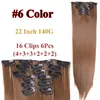 Extensions de cheveux synthétiques longues droites Clips 16 couleurs postiche en Fiber haute température noir blond pour 4303593