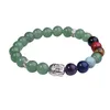 Pulseras de piedras preciosas con cabeza de Buda de siete chakras para hombres y mujeres, joyería de moda