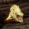 Whole2020 Gold Silver Color Lion 039s Head Men Hip Hop Rings Fashion Punk Animal Shape Ring Male Hiphop Jewelry Gifts8949590