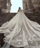 Princesa casamento luxuoso vestido Africano Árabe Dubai manga comprida Beading Igreja Formal Noiva Vestido de Noiva Plus Size Custom Made