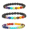 7 Bracciale Chakra Uomo Nero Lava Guarigione Equilibrio Perline Bracciale Yoga naturale Uomo Donna Regali festival di Natale