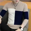 Sweter Mężczyźni Jesień Zima Grube Ciepłe Męskie Swetry Dorywczo Patchwork O-Neck Pullover Men Wool Knitwear Jersey Hombre