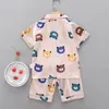 Toddler Baby Cartoon Pajamas 6 Colors Infant Shorts Sleeve Button Pyjamas Kids Clothes Girls Baby Clothes Teens Suits 0604219373320