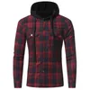 Vente chaude Plus La Taille Hommes À Capuche Plaid Streetwear pour Hommes Mode Vêtements Décontractés À Manches Longues Cardigan Chemise Vêtements avec Poche M-XXXL