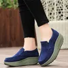 Hot Sale-New Genuine Leather Women Swing Shoes Slip-on Loss Toning Shoes Wedge 5CM Height Increasing Sneakers