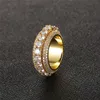 Iced Out Micro Paled 5Row Zircon Rotating Finer Ring Gold Silver Plated Mens Hip Hop Jewelry Gift7755401