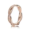 100% 925 Sterling Silver Musing Twisted Lines Pierścień Oryginalny Pudełko dla Pandora 18K Rose Gold CZ Diament Luksusowe Designer Kobiety Pierścienie Zestawy