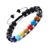 Eight Planets Natural Stone beads Chain Bracelets For Women Men Lovers Galaxy Solar System Lava Rock Yoga Chakra Charm Bangle DIY Jewelry