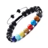 Otto pianeti perline in pietra naturale bracciali a catena per donna uomo amante galassia sistema solare roccia lavica yoga chakra braccialetto con ciondolo gioielli fai da te