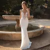 2020 Custom Made Berta Mermaid Backless Abiti da sposa Scollo profondo Perline Beach Abiti da sposa in pizzo Bohemian Plus Size Vestido De Novia 205