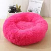 Lit chaud en polaire pour chien, coussin rond pour animaux de compagnie, pour petit, moyen et Long, en peluche, chenil d'hiver, tapis pour chiot, chaise longue, canapé, JXW536