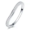 Luxury full Clear zircon stone pave silver color wave diamond Ring engagement Cocktail wedding alliance for women girls