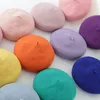 Ragazze Francese 100% Lana Artista Berretto Berretto Piatto Inverno Caldo Alla Moda Pittore Trilby Beanie Cappello Berretto di Colore Solido Cappello Della Signora All'aperto