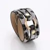 S814 mode-sieraden pu lederen armband multilayer gewikkeld luipaard paardenhaar pu bangle armband