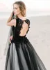 Plus Size Gothic Black Lace A Line Wedding Dresses Square Neck Tiered Tulle Sweep Tain Wedding Dress Bridal Gowns Vestidos De Noiv3331