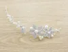 Partihandel-Flower Crystal Pearl Bride 3pcs Set Halsband Örhängen Tiara Bridal Bröllop Smycken Ange Tillbehör för Kvinnor NE181 Vit Röd