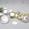 10g Acrílico Creme Frasco, Ouro, Prata Branco Vazio Cosméticos Embalagem Recipiente Amostra Latas Transporte Rápido F2577