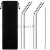 6pcs/set Stainless Steel Straws Reusable Drinking Straws High Quality Straw Bent Metal Silver Drinking Straw with Brush I536
