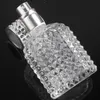 30ml Essential Oil Perfume Bottle Clear Glass Square Grid Grain Mist Pump Spray Flaska för Travel Parfym Diffuser Partihandel