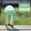 Double Słomy Butelki Przenośne Sportowe Plastikowe Butelki Wody BPA Bezpłatne Chłopcy Dziewczęcy Lovers Drink Cup 420ml