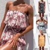 2021 Nieuwe jurken voor vrouwen zomer mode 4 kleuren flora gedrukt elastisch - kraag sexy slip jurk hot selling