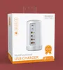 6Ports PD Multi USB Home Travel Charger Power Adapter US Plug for Samsung IPhone Hub Splitter Adapters