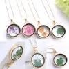 Pendant Necklace Fashion Pretty Romantic Crystal Glass Floating Locket Dried Flower Plant Pendant Chain Necklace Flower Locket Necklaces