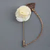 Bröllop Silk Rose Flower Boutonniere Groom Brooch Knapphål Groomsman Bästa Man Pin Hand Blommor Tillbehör Prom