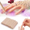 50/100 stks Nail Cleaning Stick Point Boor Oranje Hout Cuticle Pusher Remover Art Care Manicure Tools