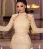 Dubai Abaya Árabe Luxo Sereia Vestidos De Noite De Jóia Pescoço Frisado Manga Longa Prom Vestido Formal Vestido Ocasião Speical Vestidos Vestidos