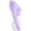 Rapcopter Otoño Invierno camisetas para mujer Top de lana camisa de un solo hombro mujer Casual púrpura sólido manga larga corta moda Pop Tops