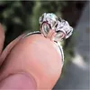 Vecalon Flower Promise Finger Ring 925 Sterling Silver Round Cut 2CT Diamond Engagement Band Ringen voor Wome bruiloft sieraden