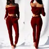 Summer Spring Women 2 Piece Set Tracksuits Red Pants Topps Jogger Set Suits Outfits Size SXL5487702