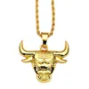 Groothandel-18k dikke goudplating super flash persoonlijkheid stier hoofd ketting zwarte straat hiphop hiphop accessoires