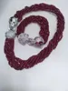 Two Styles fatto a mano 8strands Red and Blue 2x4mm Bracciale in giada Collana Zircone Microne Micro Intarsia