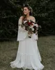 Sexy Bohemian Full Lace A Line Wedding Dresses Off Shoulder Long Sleeves Floor Length Beach Wedding Dress Boho Plus Size Bridal Gowns