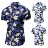 2020 New Men's Slim fit Floral Printed Shirts Male Casual Short Sleeve Hawaiian Beach Flower Shirt Basic Tops Plus Size M-7XL