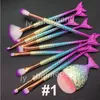 Rainbow Makeup Szczotki Zestaw Mermaid Szczotka 11 sztuk Zestaw Twarzy I Eyeshadow Proszek Proszek Pędzle Brwi Eyeliner Brush Makeup Tools Free DHL