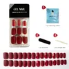 Press On Gel Nails Kit Pretty Matte Wine Red Artificial Nail Art Shell Effect Manicure Set