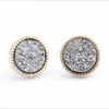 Silver ice out high diamond cluster zircon round screw back round earrings men and women hip hop jewelry