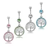 YYJFF D0753 Mix kleuren Life-Tree Navel Navel Ring 14Ga 10mm Lengte