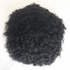 Afro Curly Toupee Pour Hommes Pleine Peau Pu Hommes Toupee Système De Remplacement Remy Cheveux Vague De Cheveux Humains Toupee Haute Qualité Noir Hommes Perruque