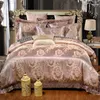 SILIKOLOVE 4pcs/Set Satin Jacquard Silk Comforter Luxury Bedding Sets Duvet Cover Set Bed Linen Linings Wedding Home Textile