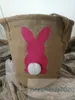 DIY Rabbit Burlap Bags,Easter Rabbit Basket Easter Bunny Bags Rabbit Printed Canvas Tote Bag Egg Candies Baskets