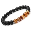 Natural Black Agate Bracelet Men And Women Stainless Steel Combination Bracelet Girlfriends Couple(8mm)