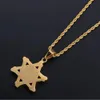 Collar con colgante de estrella de David de diamante chapado en oro de 18 quilates Micro pavé de diamantes de circonio cúbico con cadena de cuerda de 24 pulgadas