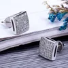 Mens Hip Hop Stud Earrings Jewelry Fashion Gold Silver Simulated Diamond Square Earring For Men6595929