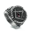 Titanium Stainless Steel Cool Fashion New Retro Freemason Masonic Ring Red Crystal Master Sun Moon Mason Ring Men Women